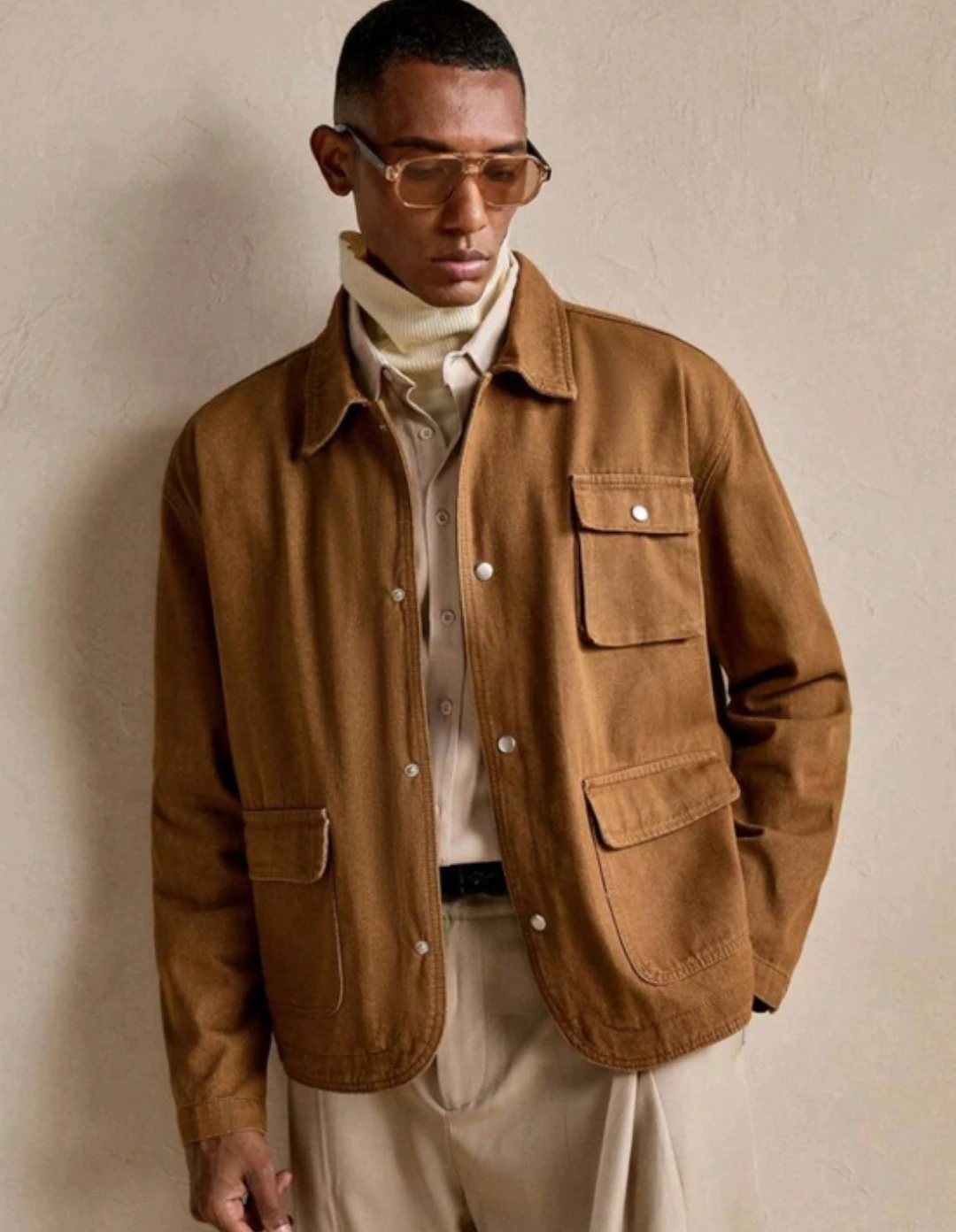 URGENT SALE! BRAND NEW Brown Lightweight Denim Chore Jacket Sz L