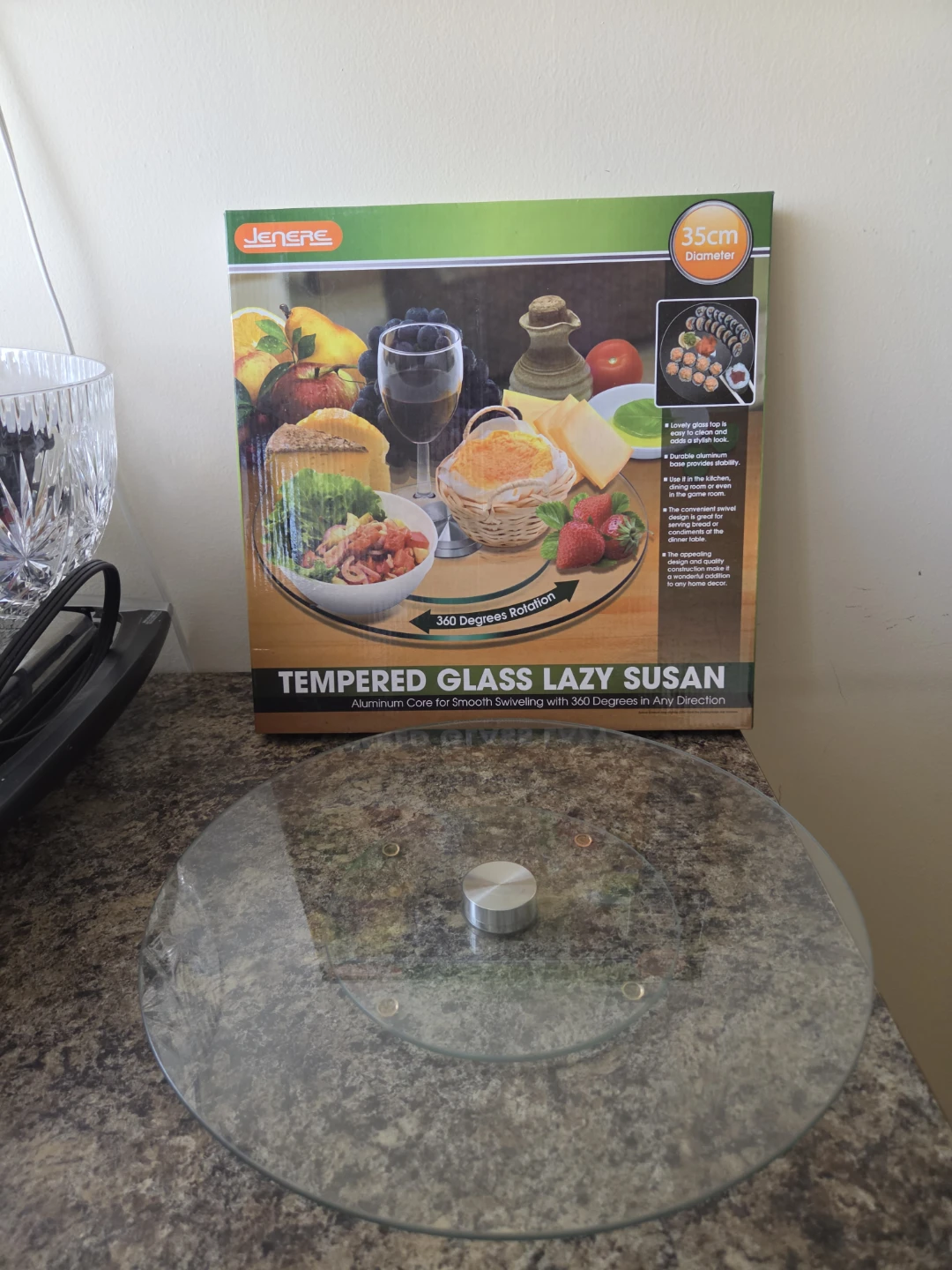 Jenere Tempered Glass Lazy Susan 35cm