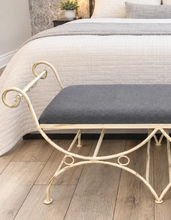 Vintage Wrought Iron Upholstered Bench. Heavy & Solid - photo 2