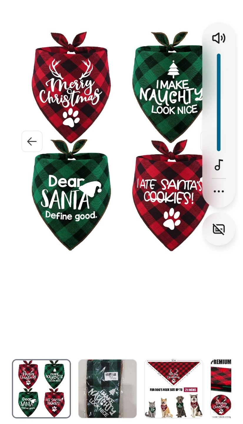 Set of 4 Christmas Holiday Dog Bandanas - photo 4
