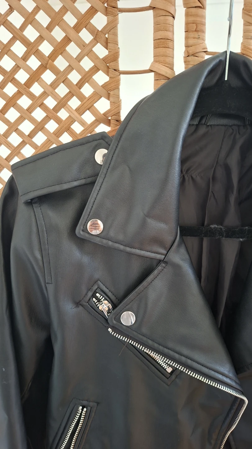 Zara Black Faux Leather Biker Jacket size S - photo 5