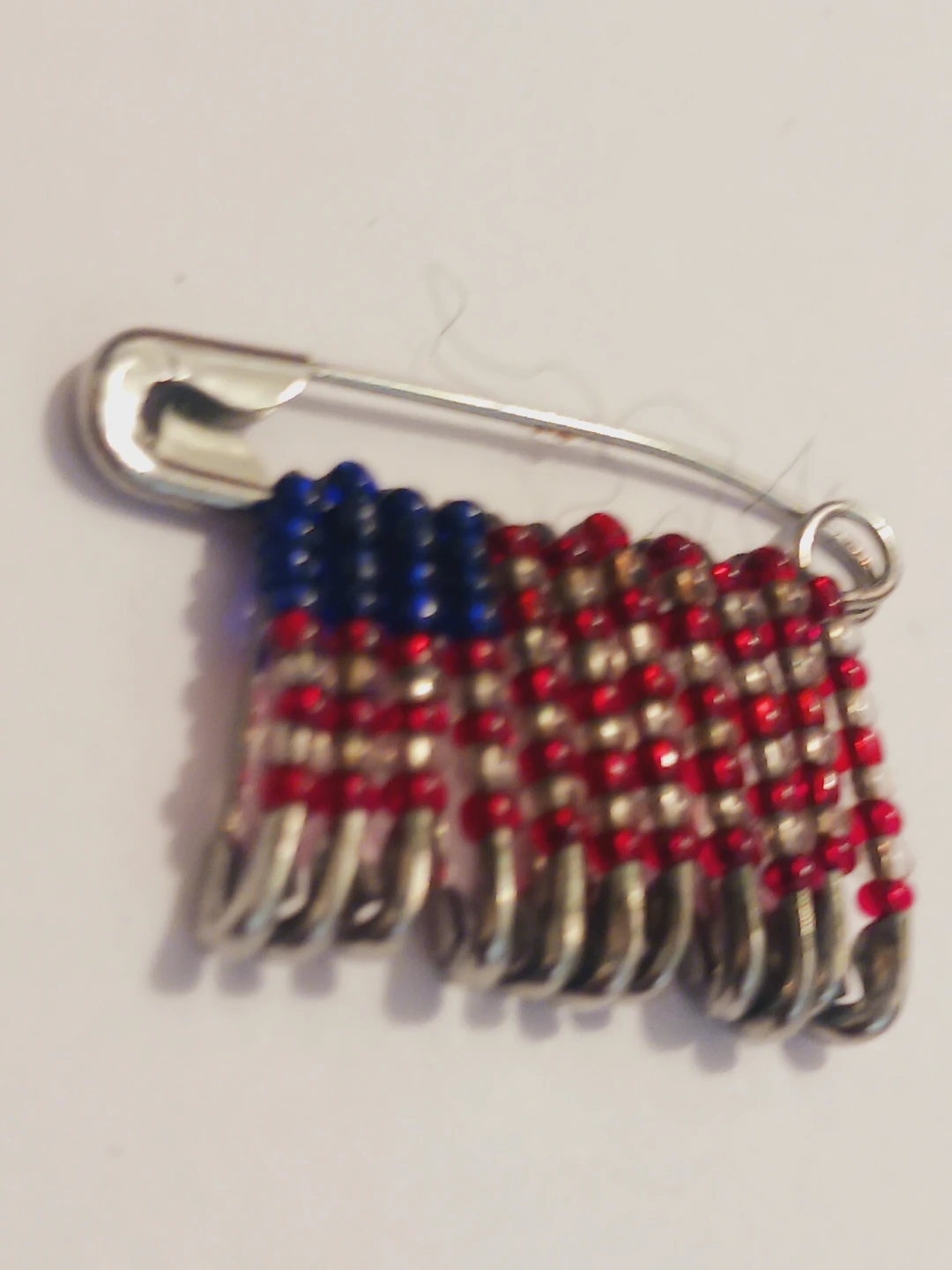 American Flag Safety Pins Handcrafted  Brooch - photo 3