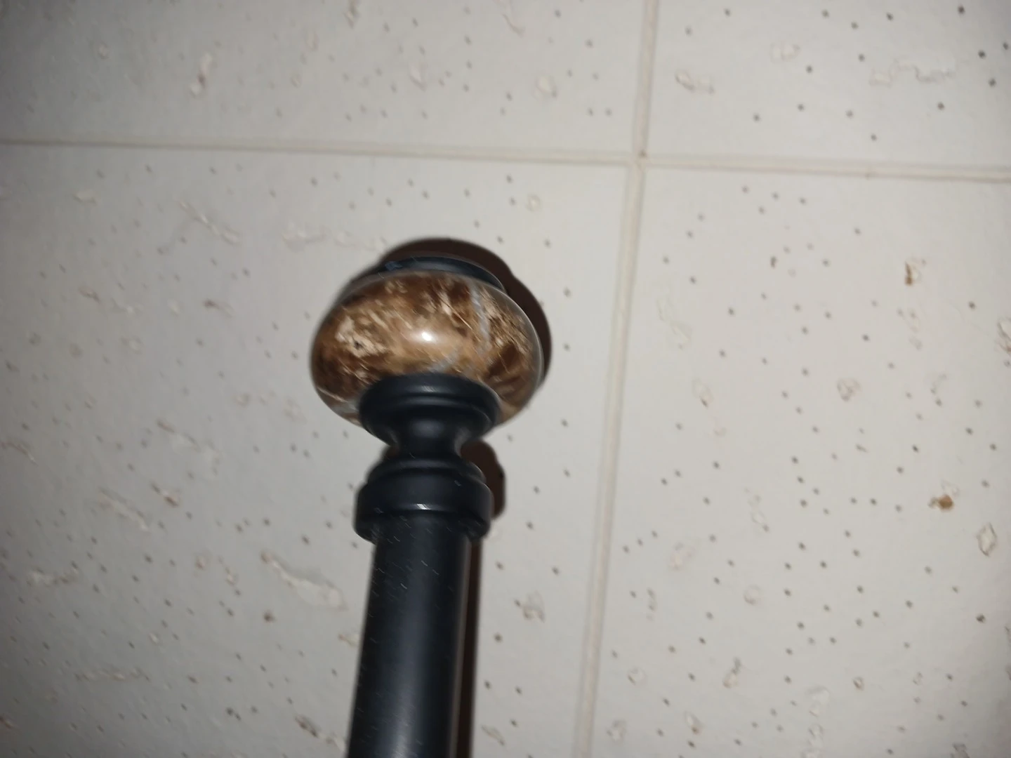 Black heavy duty curtain rod with marbled finials - photo 3