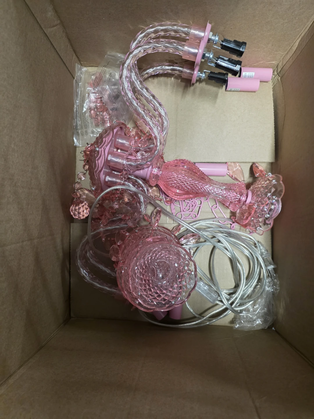 Pink 5-Light Crystal Pendant Chandelier