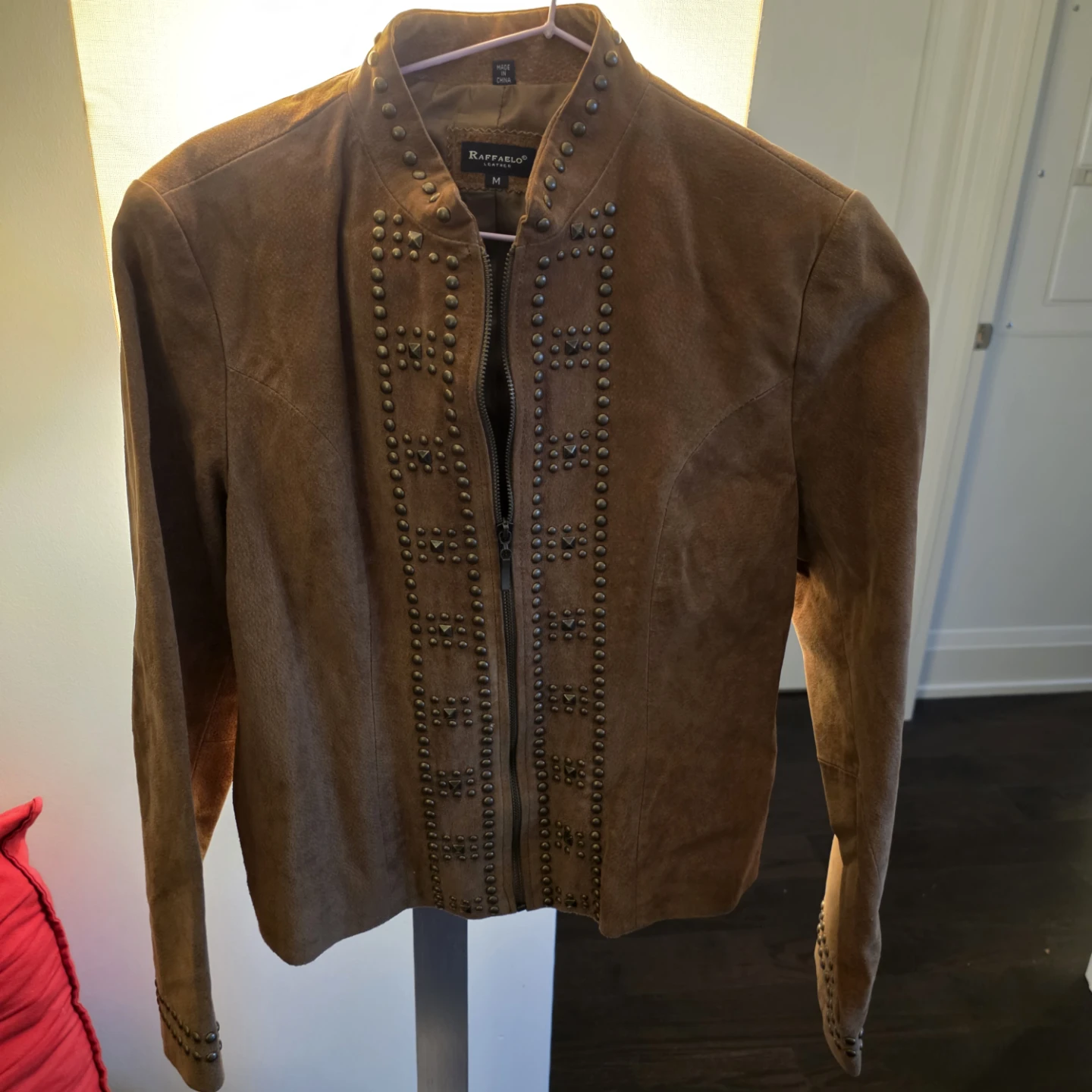 Raffaelo Leather Suede Studded Jacket