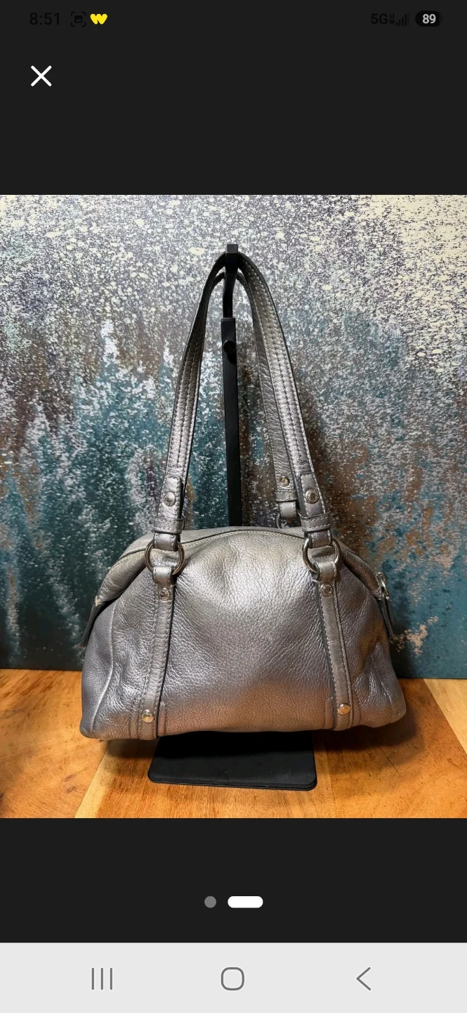 Metallic Silver Leather Handbag
