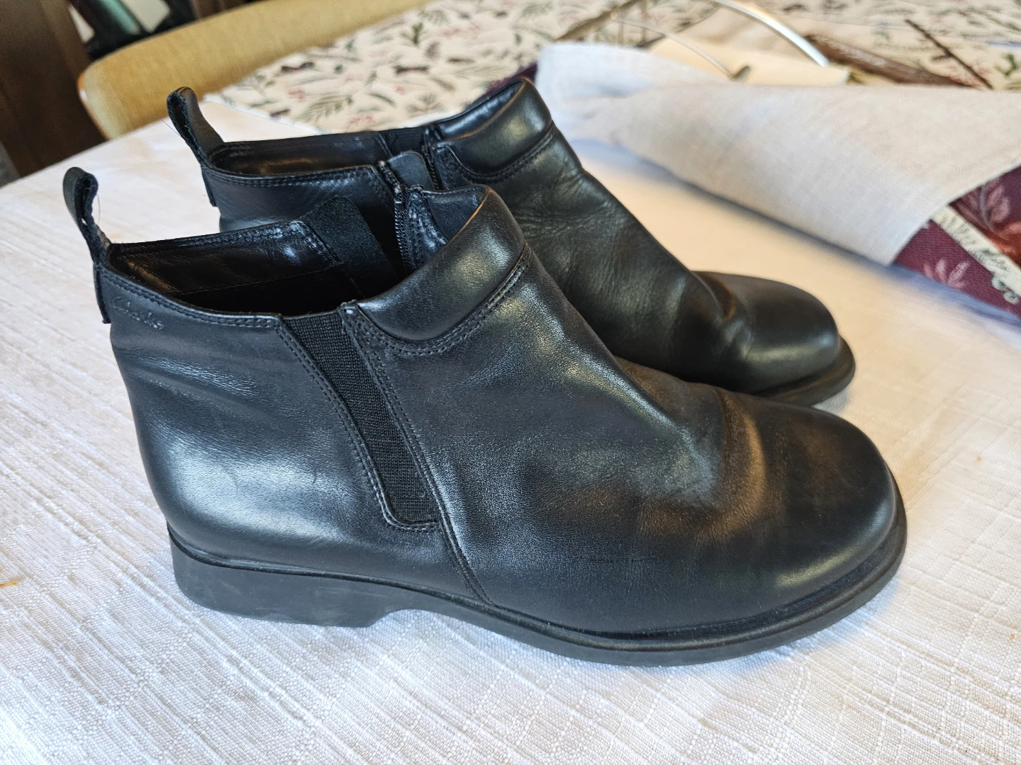 Clarks Black Leather Ankle Boots