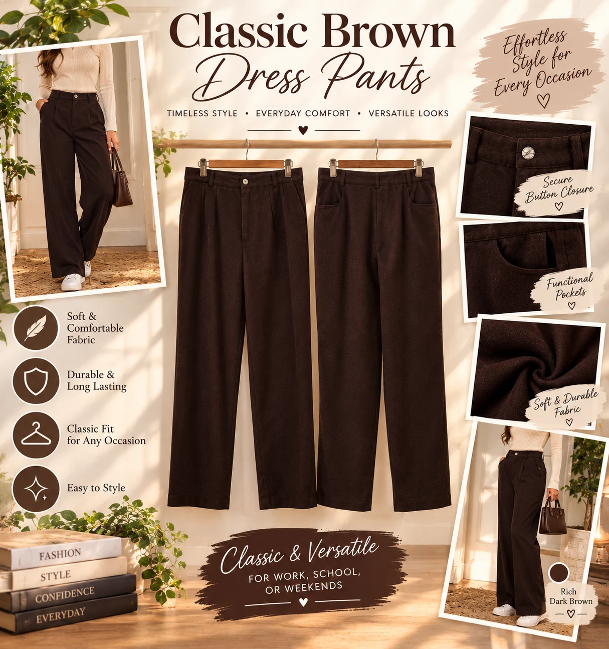 👖Classic Brown Dress Pants Slacks👖