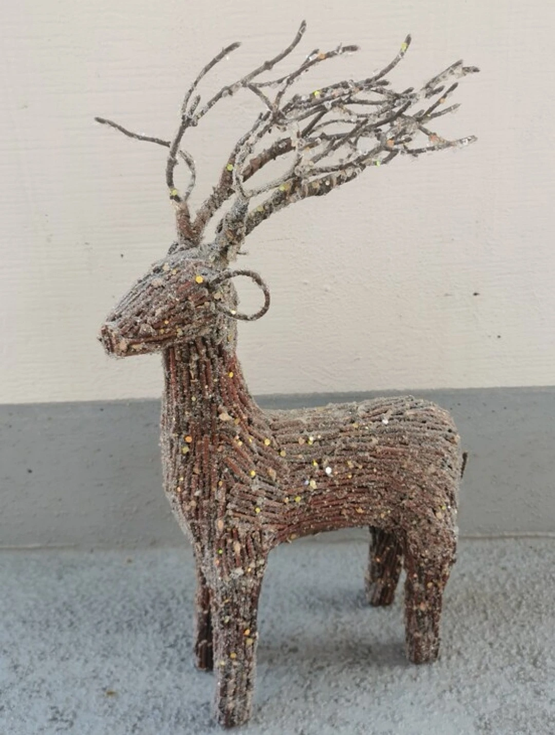 Rustic Fiber Reindeer Sculpture Woodland Christmas Decor 13" - photo 2