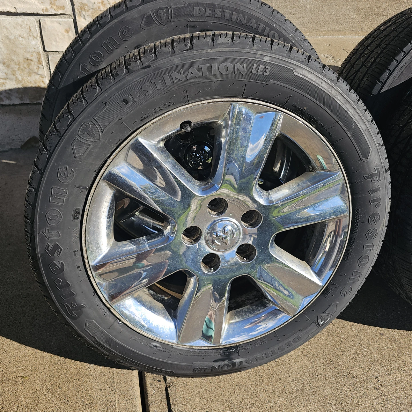 Set of 4 Dodge Chrome Wheels with Firestone Tires - photo 5