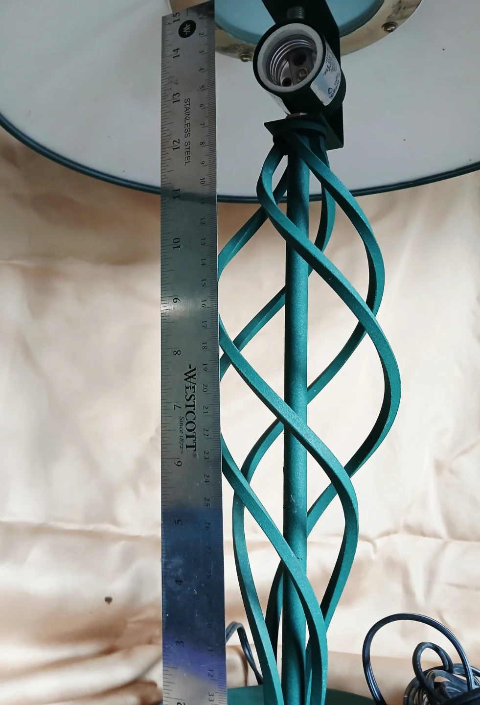 Teal Spiral Metal Table Lamp - photo 2