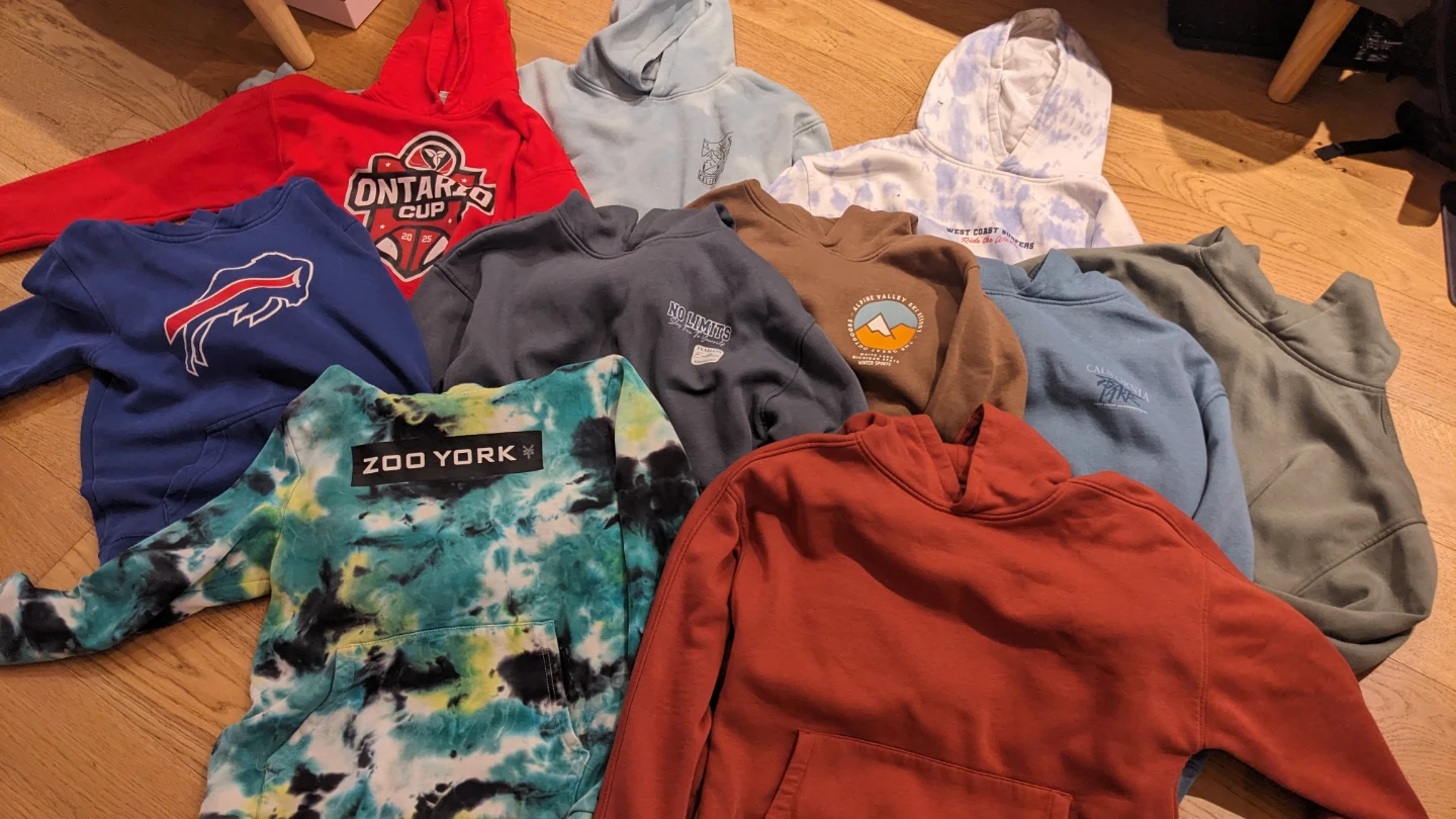 10 Hoodies, size 10–12