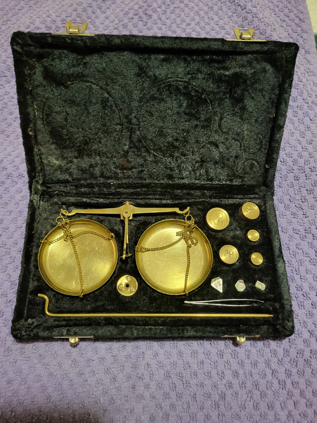 Vintage brass balance scale set - photo 2