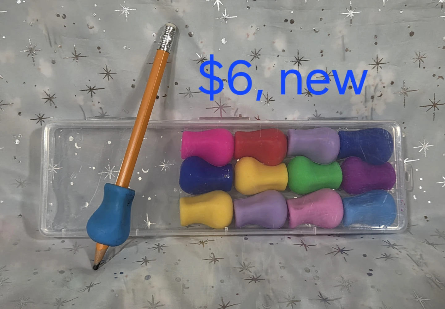 Set of 12 colourful pencil grips