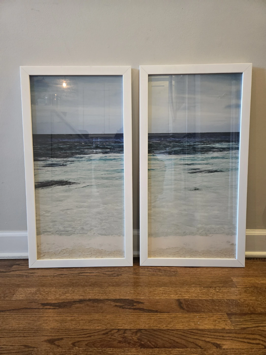 Set of 2 White Framed Beach Wall Art