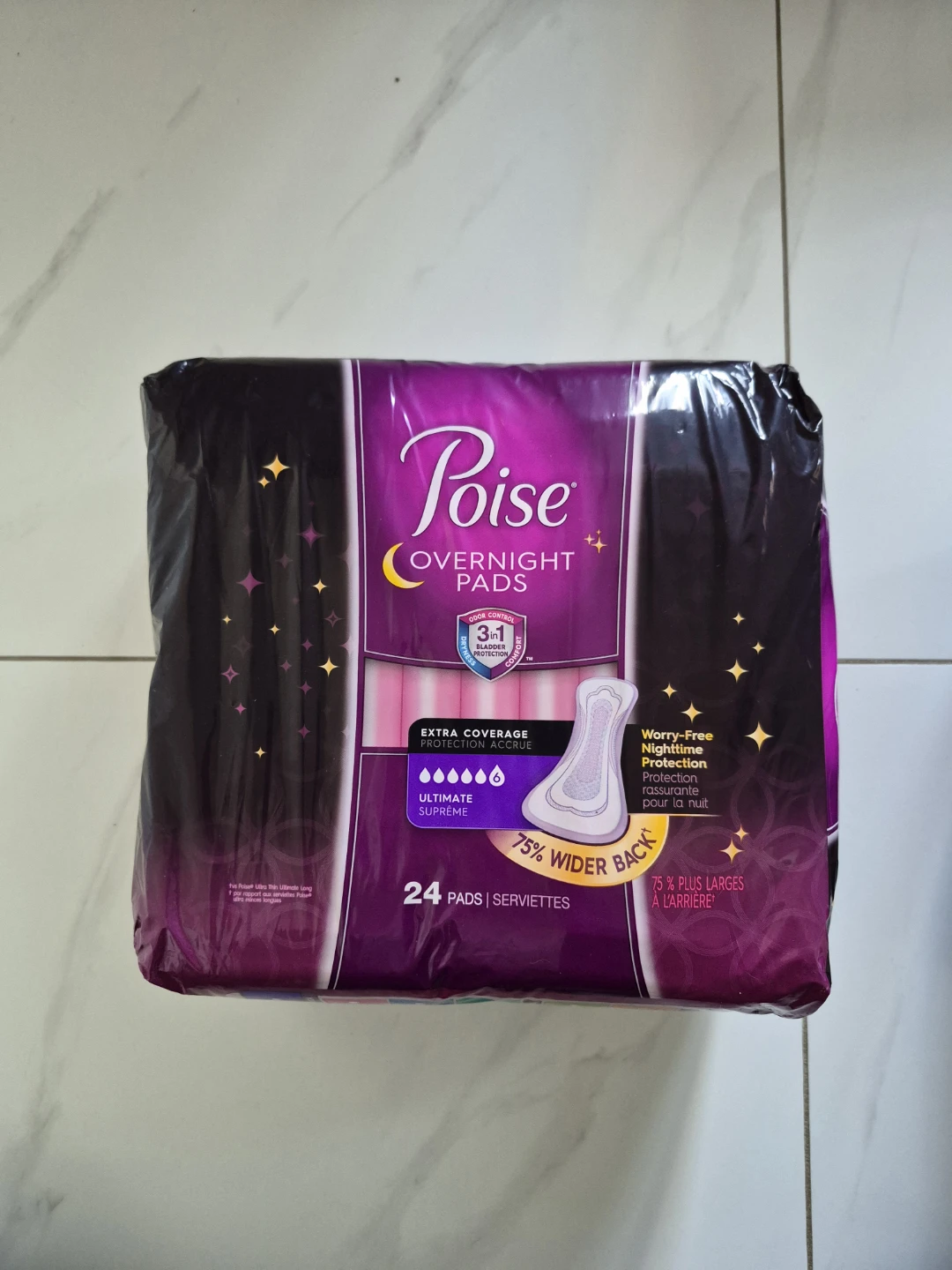 Poise Overnight Pads (24 Pack) - BRAND NEW 3 packs - photo 2