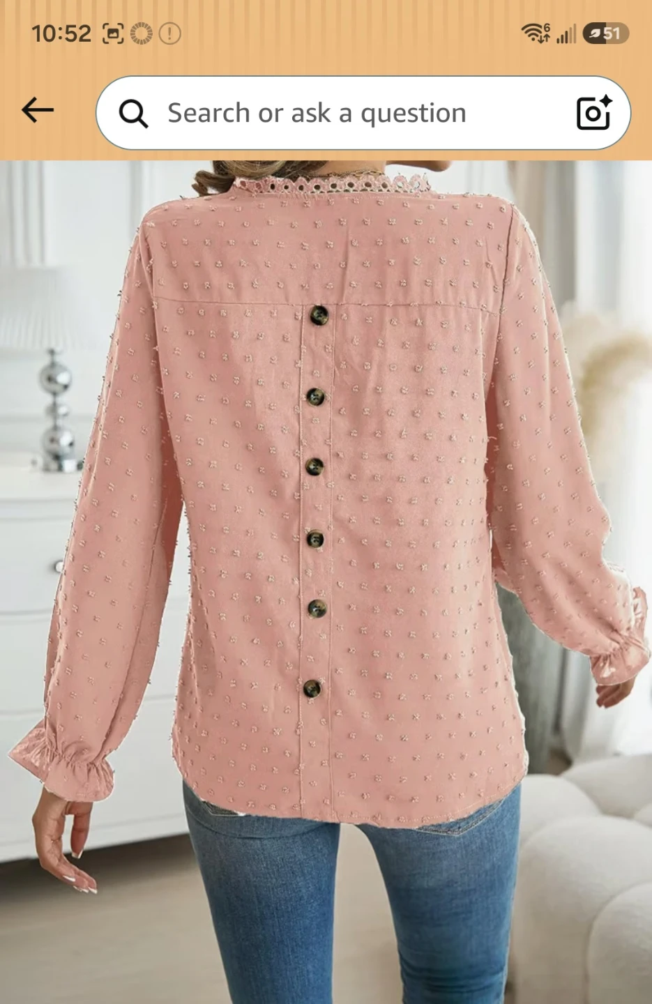 Pink Swiss Dot Long Sleeve Blouse - photo 3