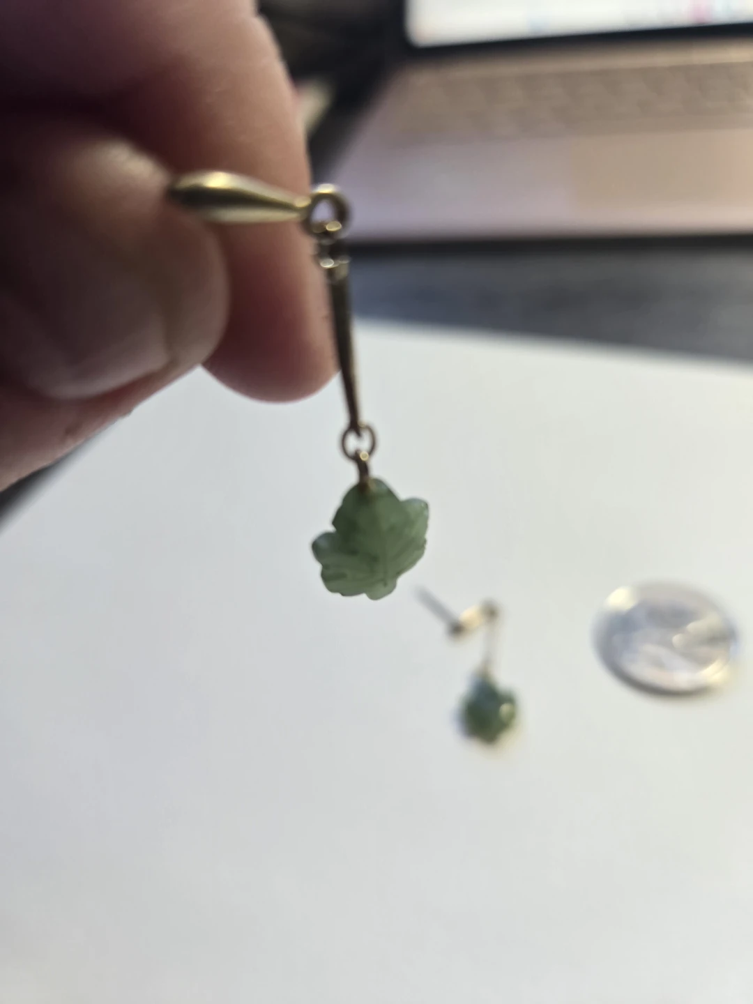 Green Maple Leaf Earrings - photo 3