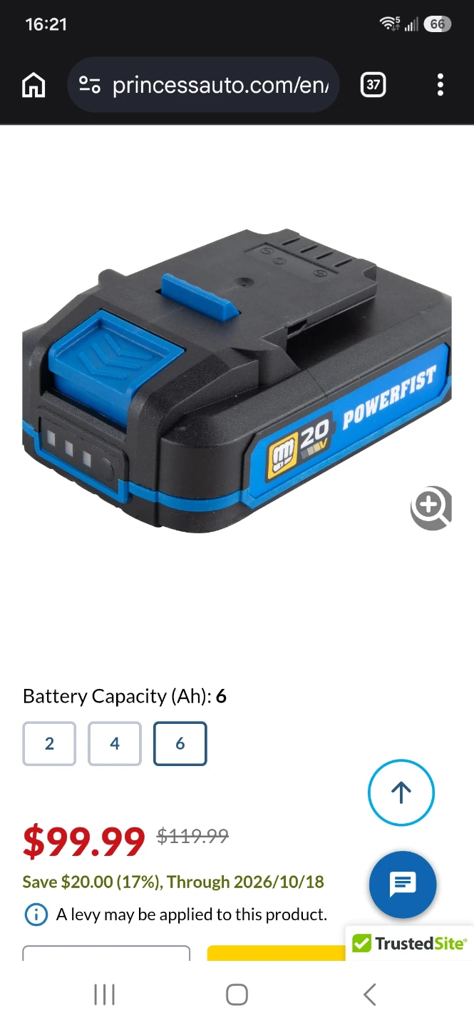 Powerfist 20V 2Ah Li-ion Battery - photo 3