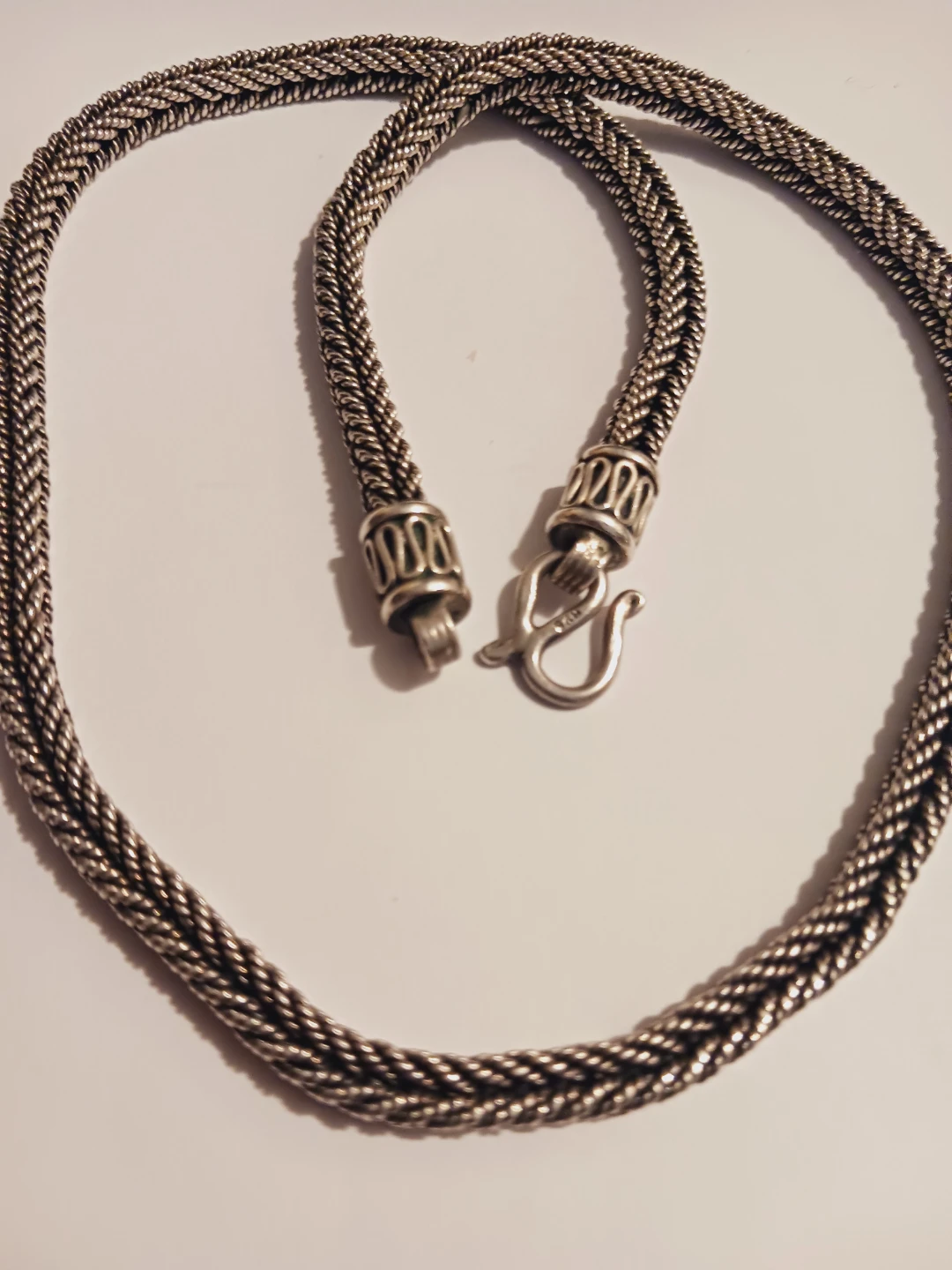 STERLING SILVER 925 BALI HEAVY FOXTAIL WOVEN 19" CHAIN NECKLACE - photo 4
