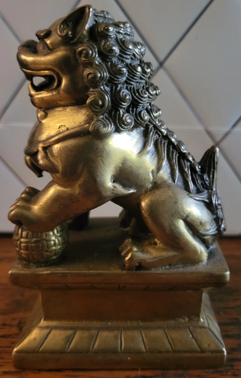 Vintage Brass Guardian Lion Statue - photo 2