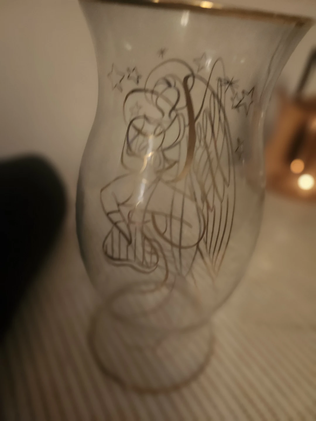 Vintage Glass hurricane shade with Gold Angel Motif - photo 3