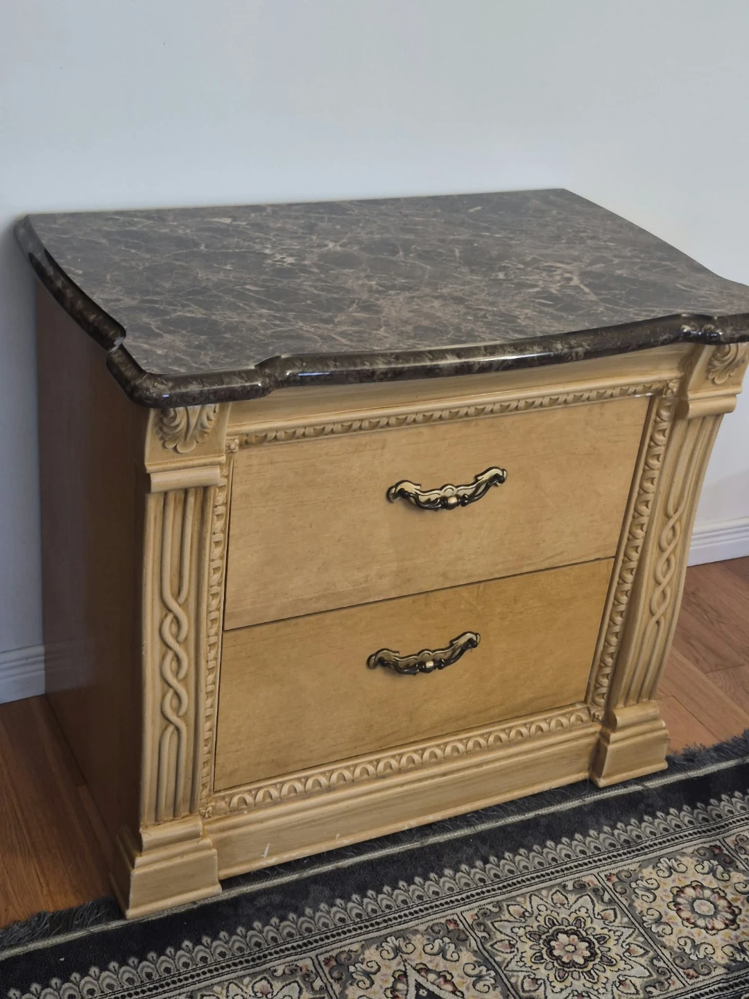 Classic wooden nightstand with two drawers - photo 5