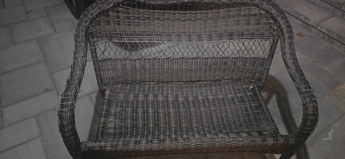 Grey Wicker Loveseat