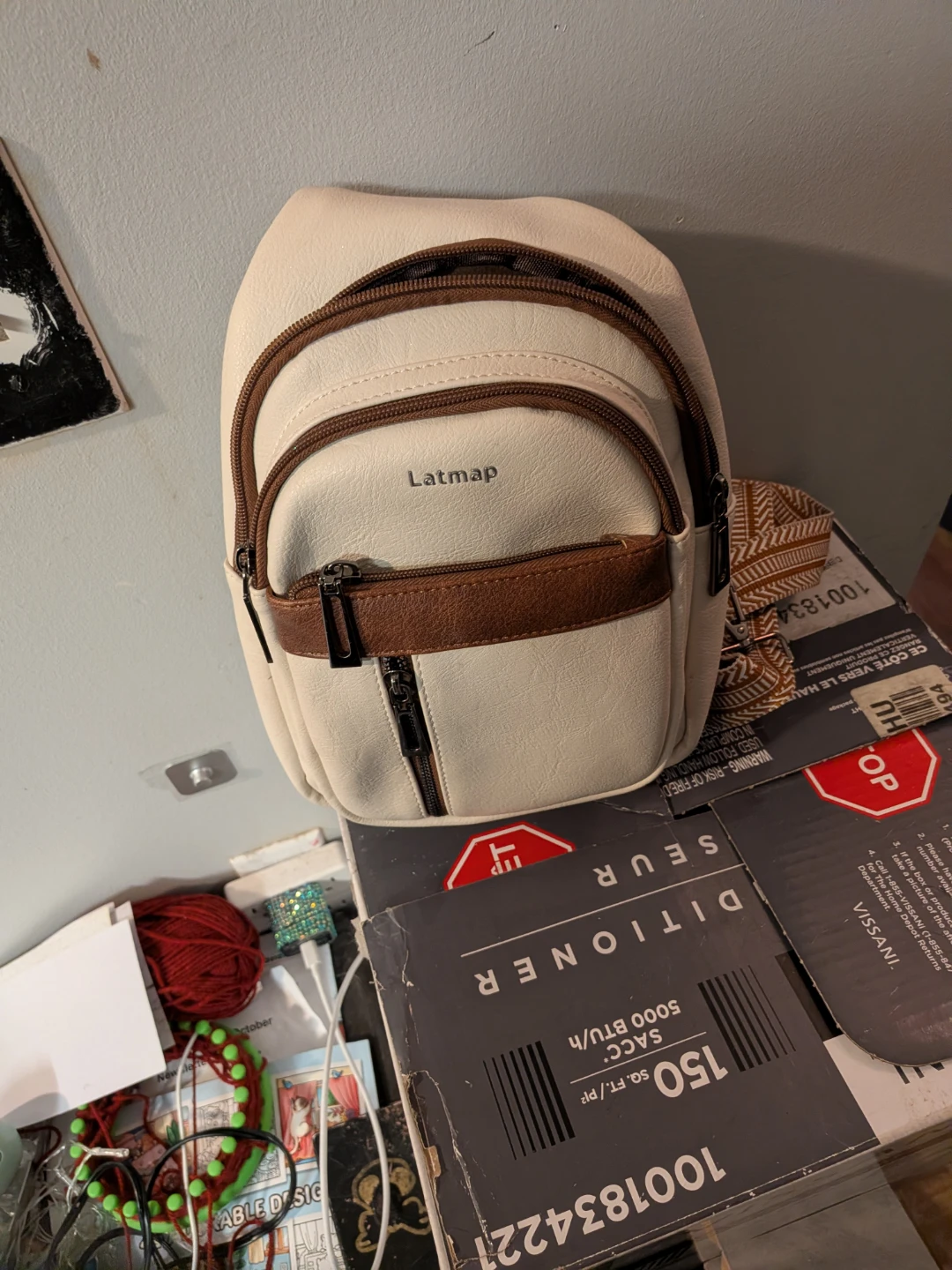 Latmap Cream and Brown Sling Bag - photo 4