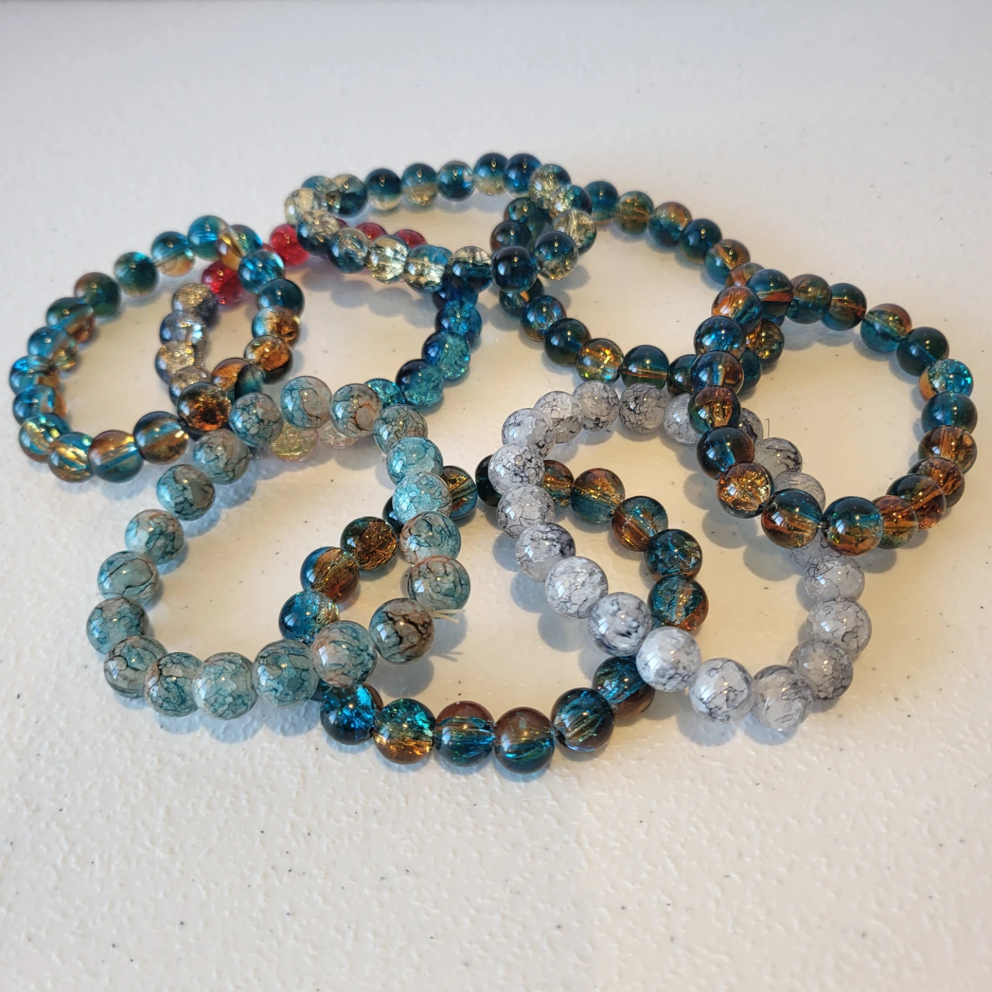 Set of 23 Assorted Crackle Glass Bead Bracelets - photo 3