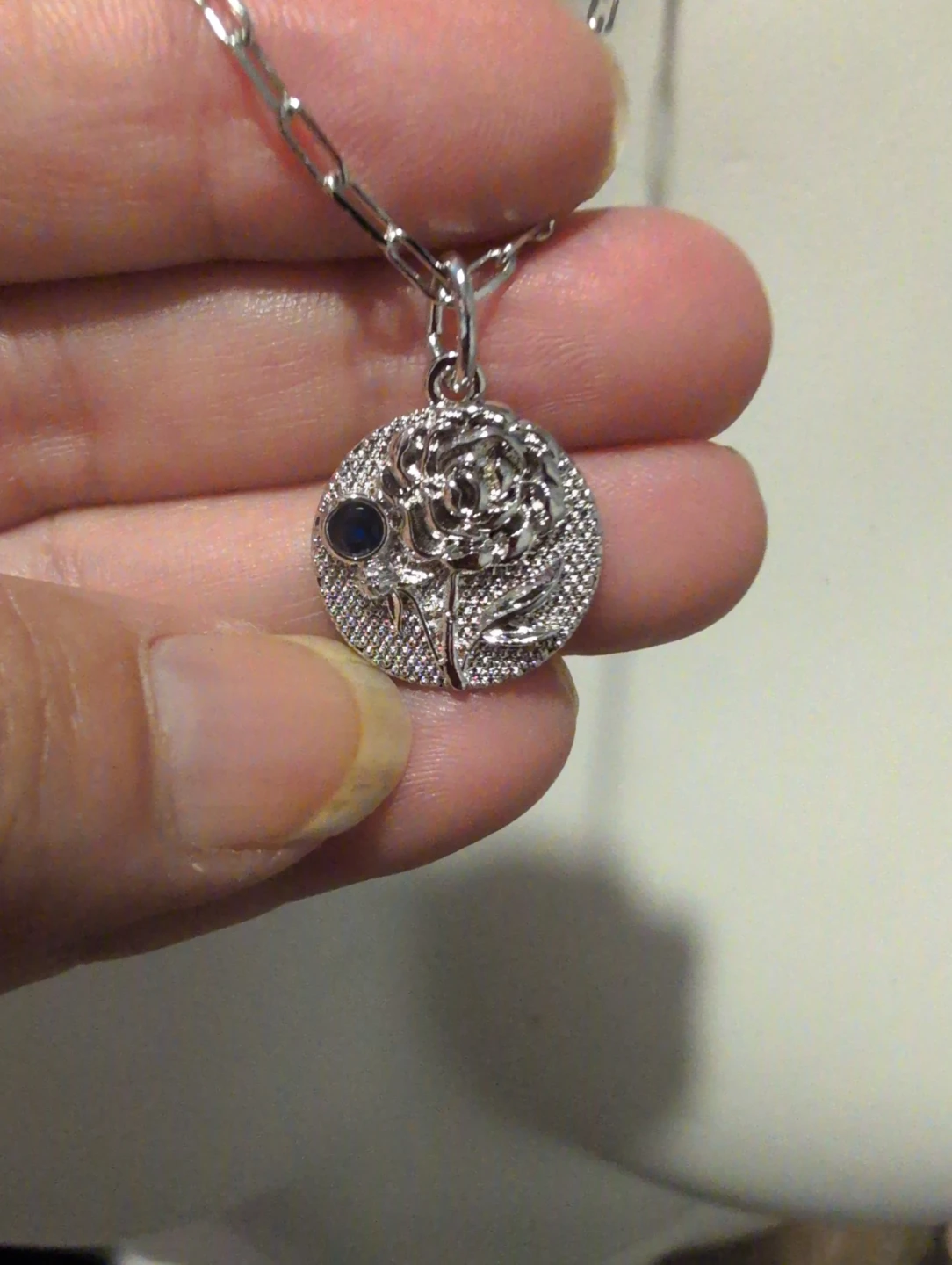 Silver-Tone Floral Pendant Necklace