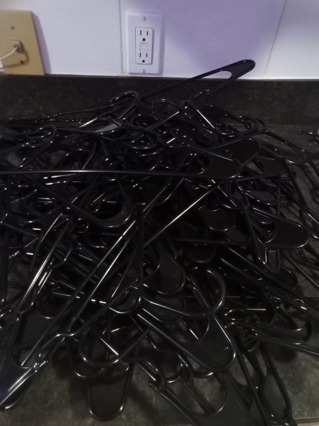 Set of Black Plastic Clothing Hangers