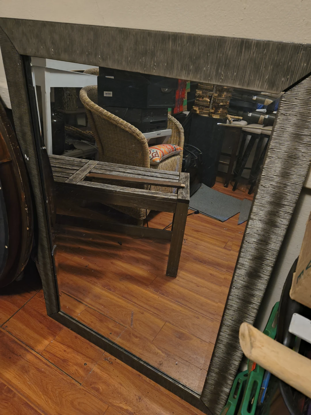 Large Textured Metallic Frame Wall Mirror