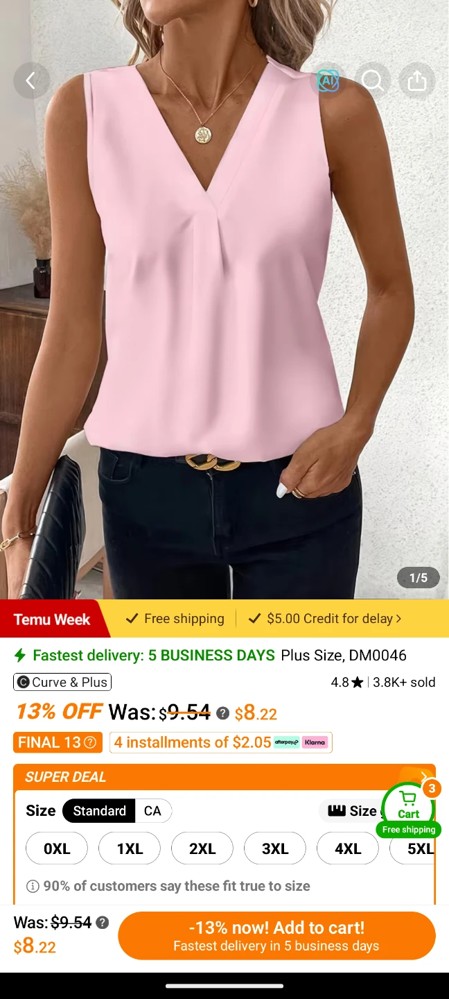 Pink V-Neck Sleeveless Blouse - photo 2