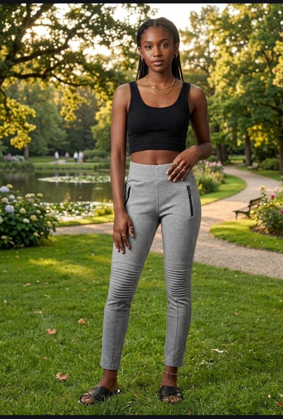 (Brand new)Grey Moto-Style Leggings