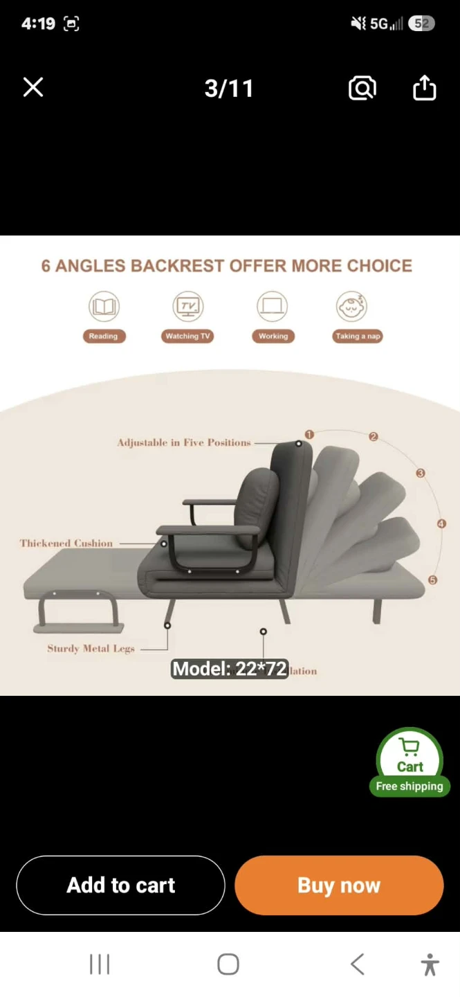 Convertible Sofa Chair and Bed - photo 4