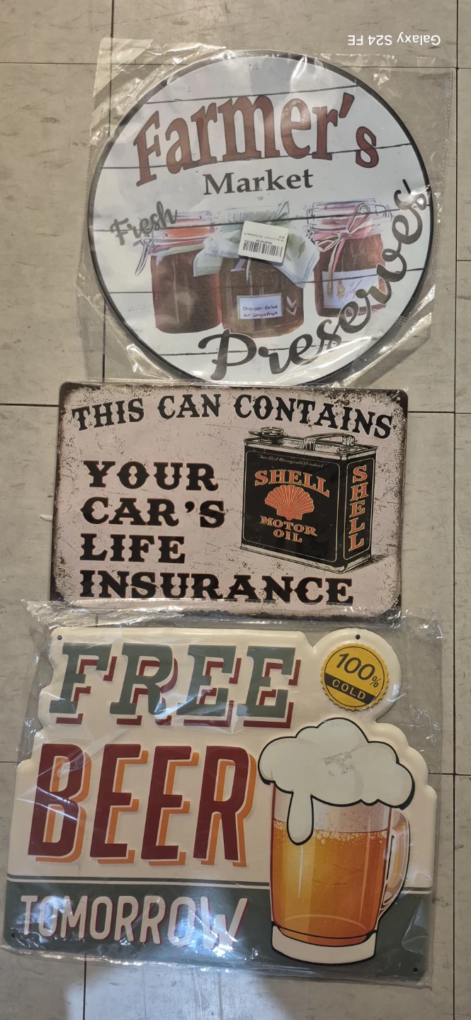 Set of 3 Decorative Metal Signs