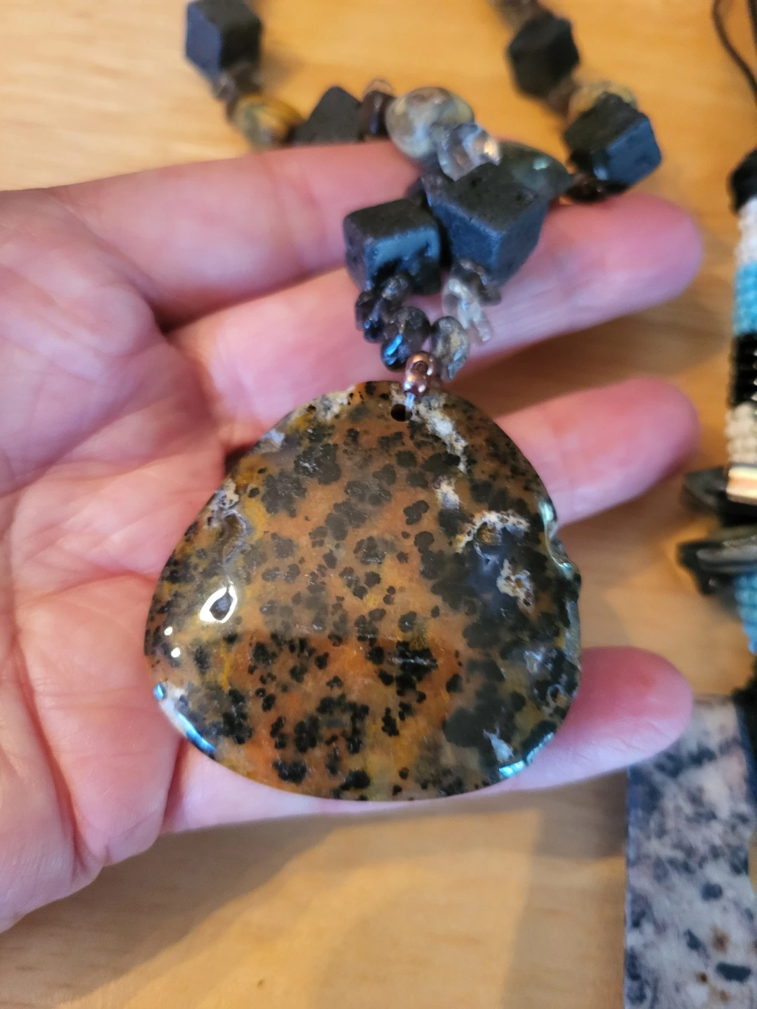 Three handcrafted stone and bead necklaces - photo 2