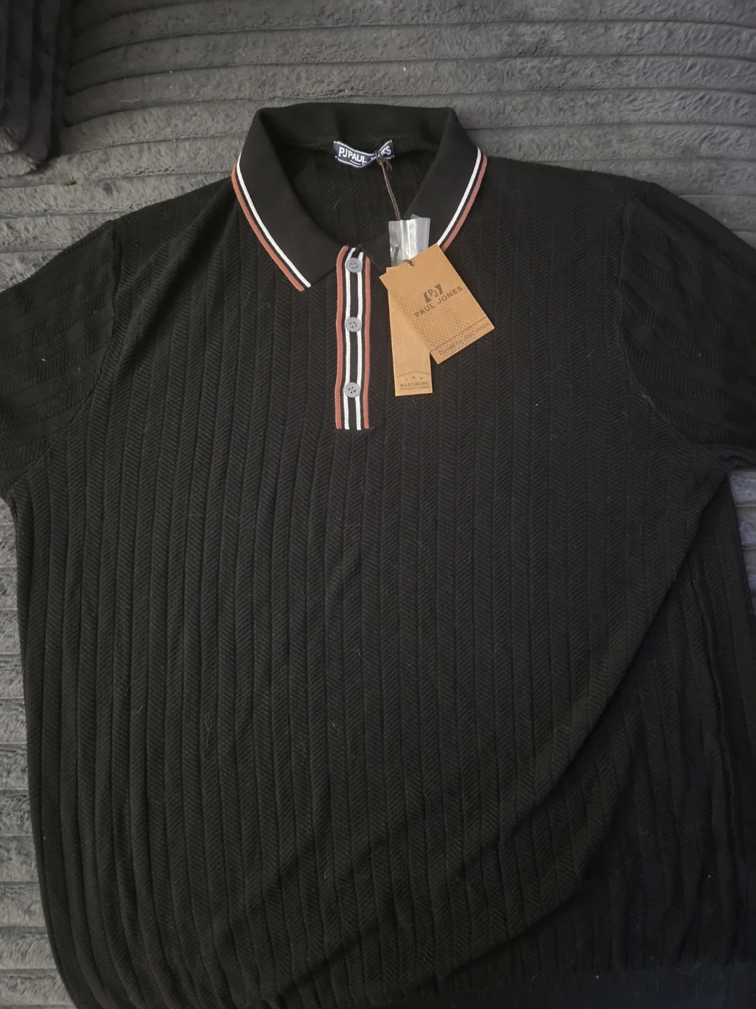Paul Jones Black Knit Polo Shirt