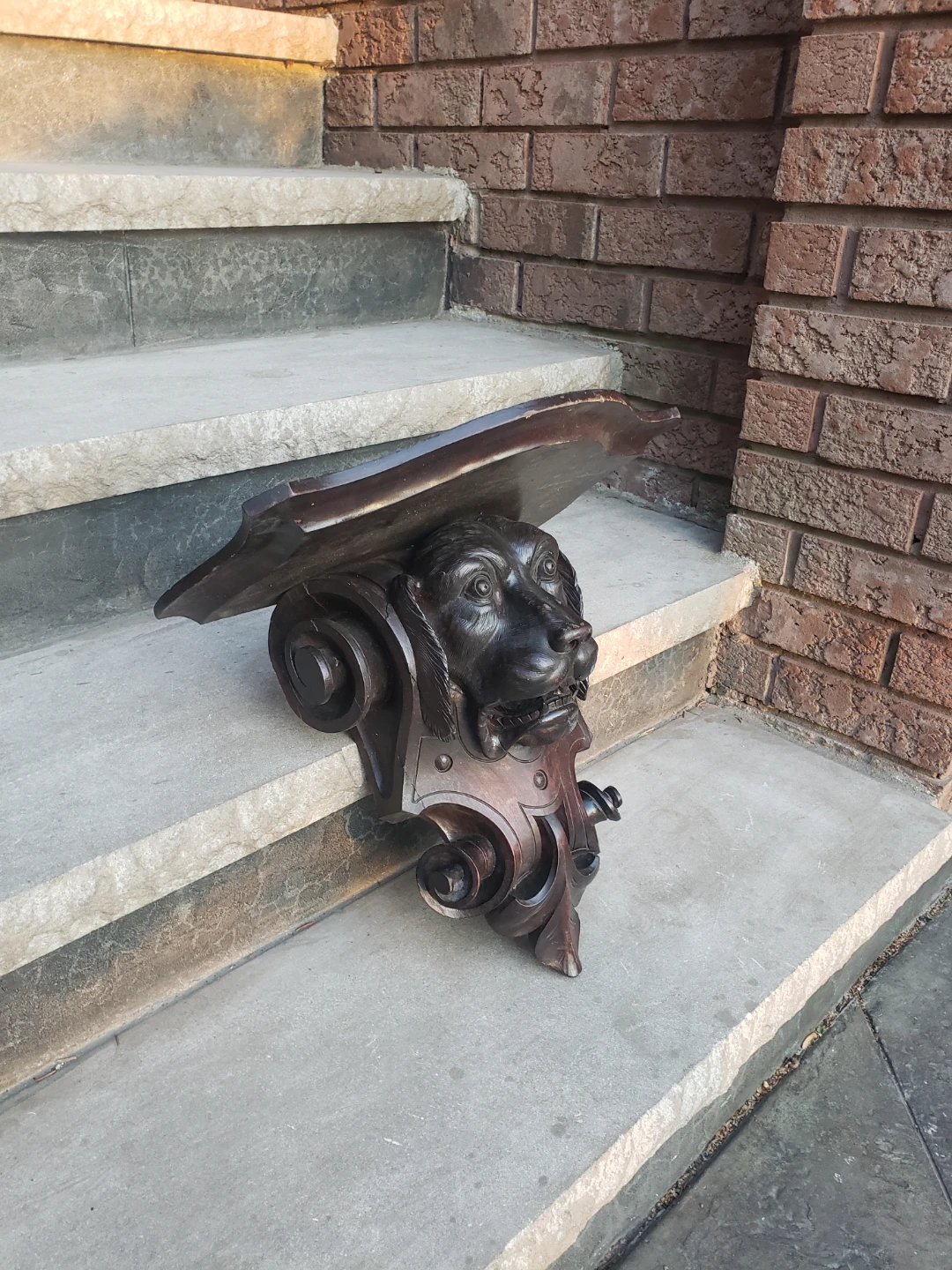 Carved Wood Dog Head Wall Shelf - photo 2
