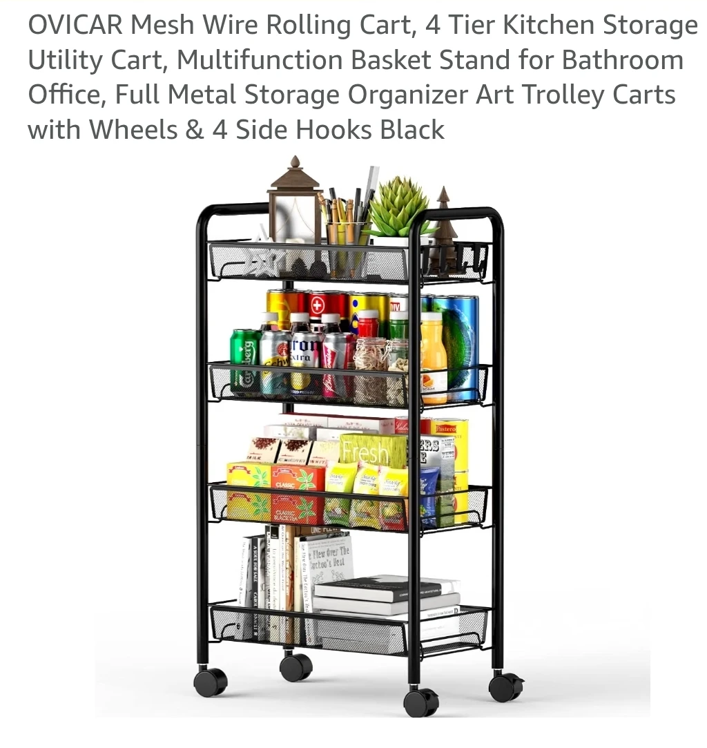 OVICAR 4-Tier Mesh Rolling Storage Cart - photo 3