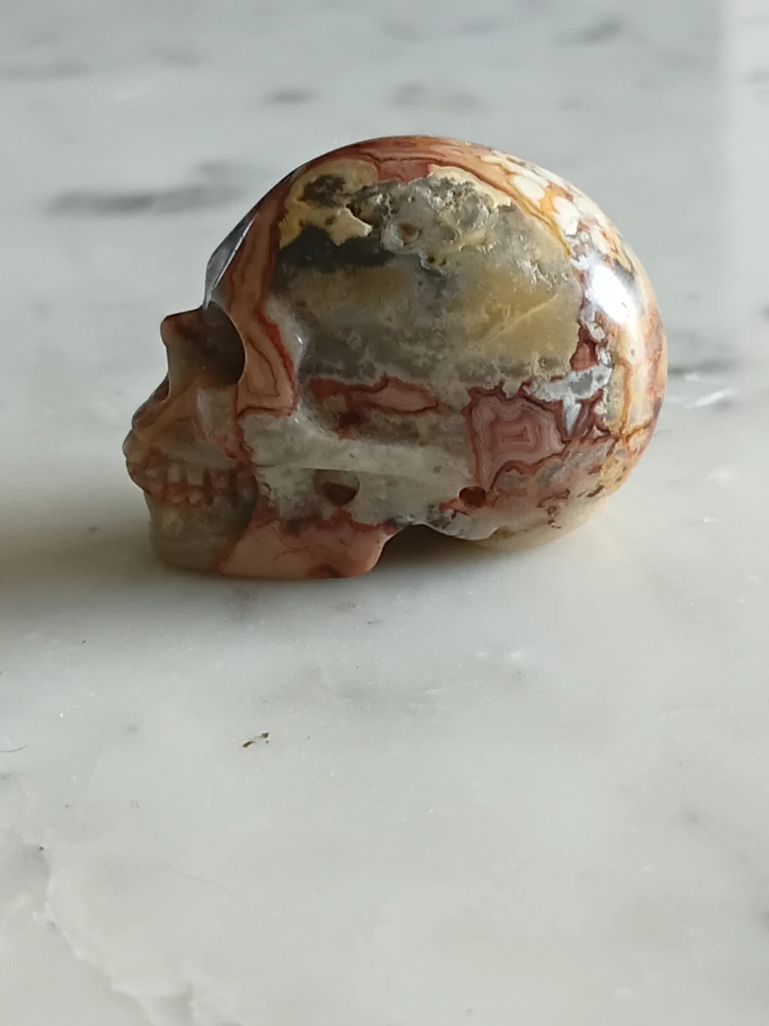 Crazy lace agate Carved Stone Skull - photo 3
