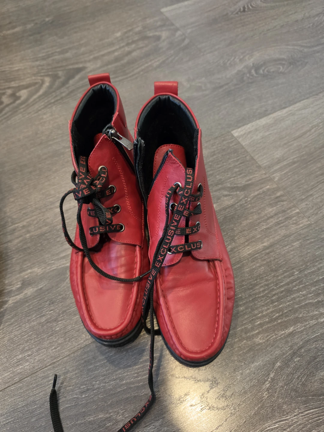 Red Leather Ankle Boots