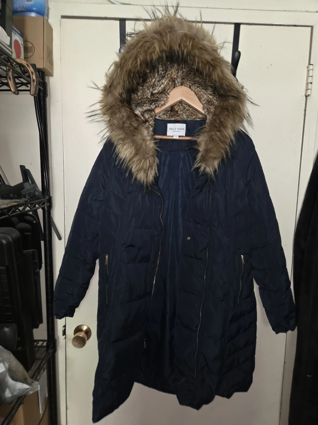 Cole Haan Signature Long Puffer W/ Faux Fur Hood in a Ladies L