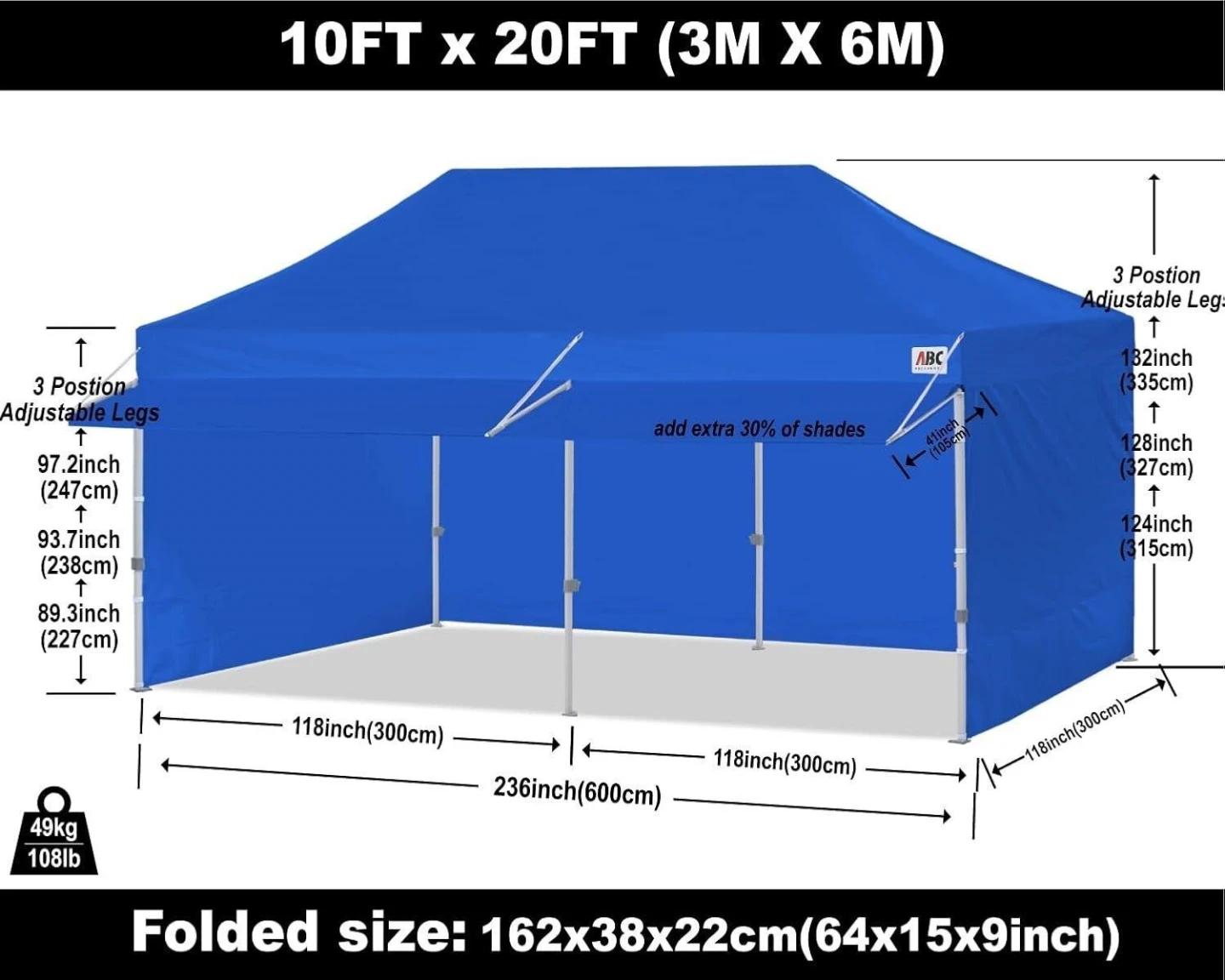 Commercial Pop-Up Canopy 10x20ft ABCCanopy - photo 2