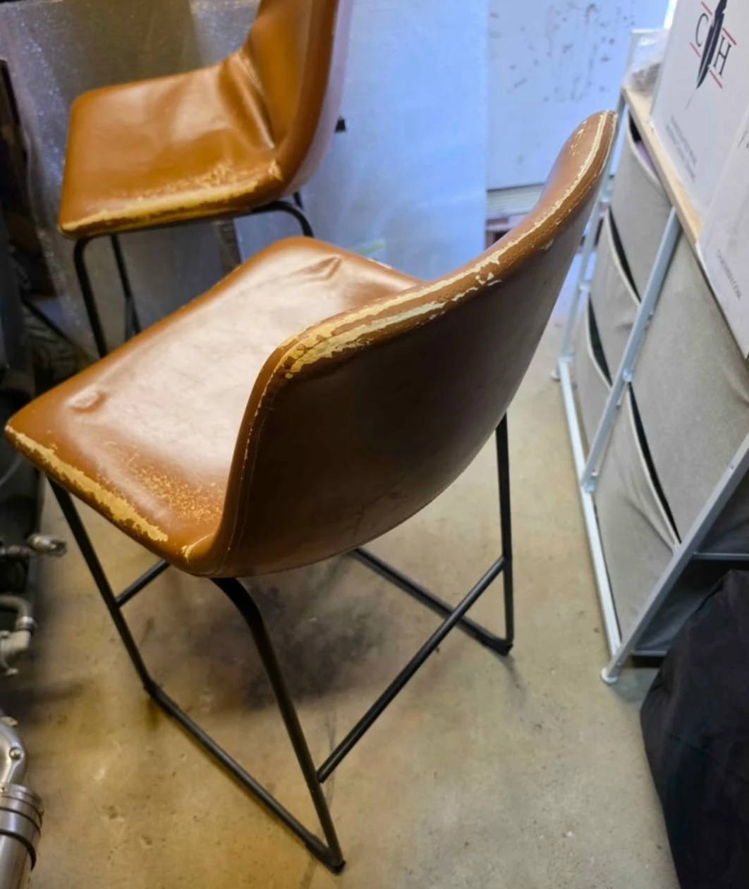 Set of 2 Brown Faux Leather Bar Stools - photo 4