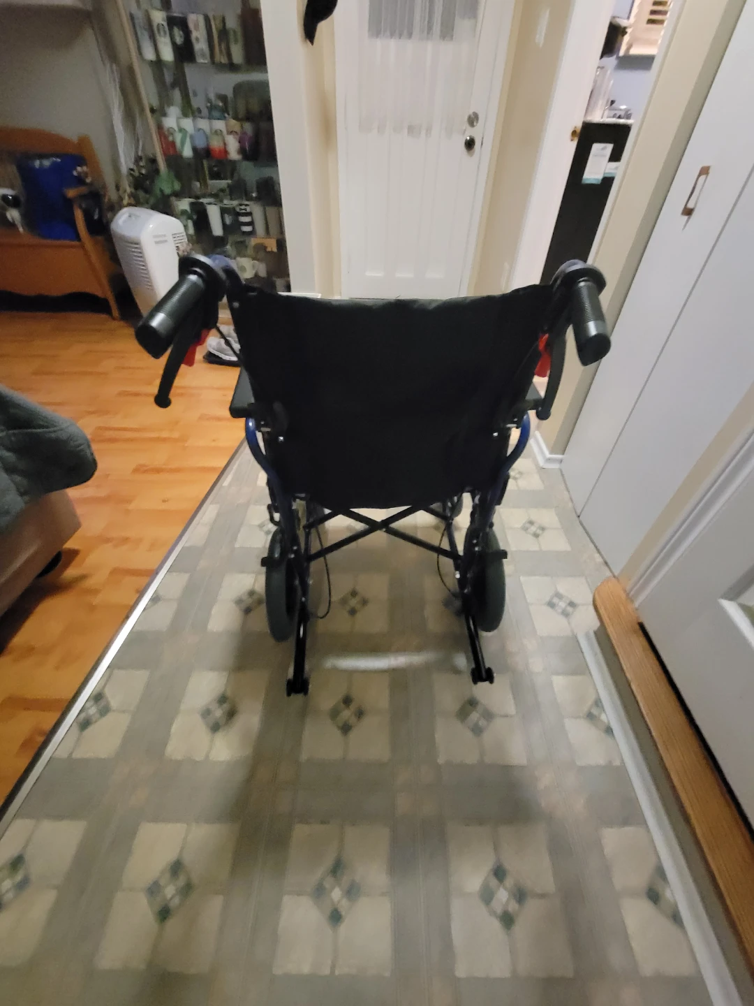 Blue folding transport wheelchair - photo 2