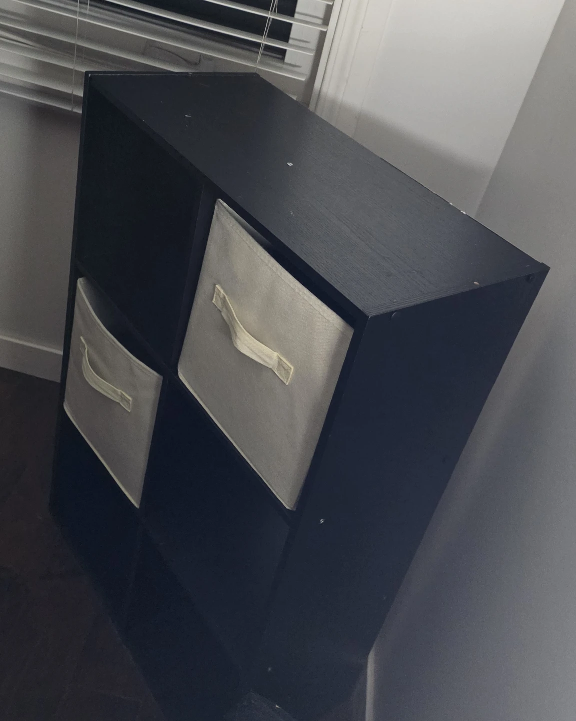 Black Cube Storage Organizer with Two Bins - photo 2