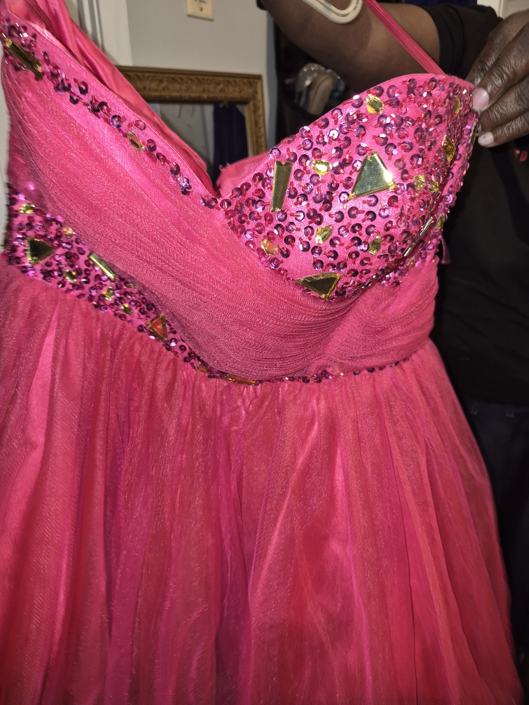 Bright Pink Sequin Corset Dress - photo 2