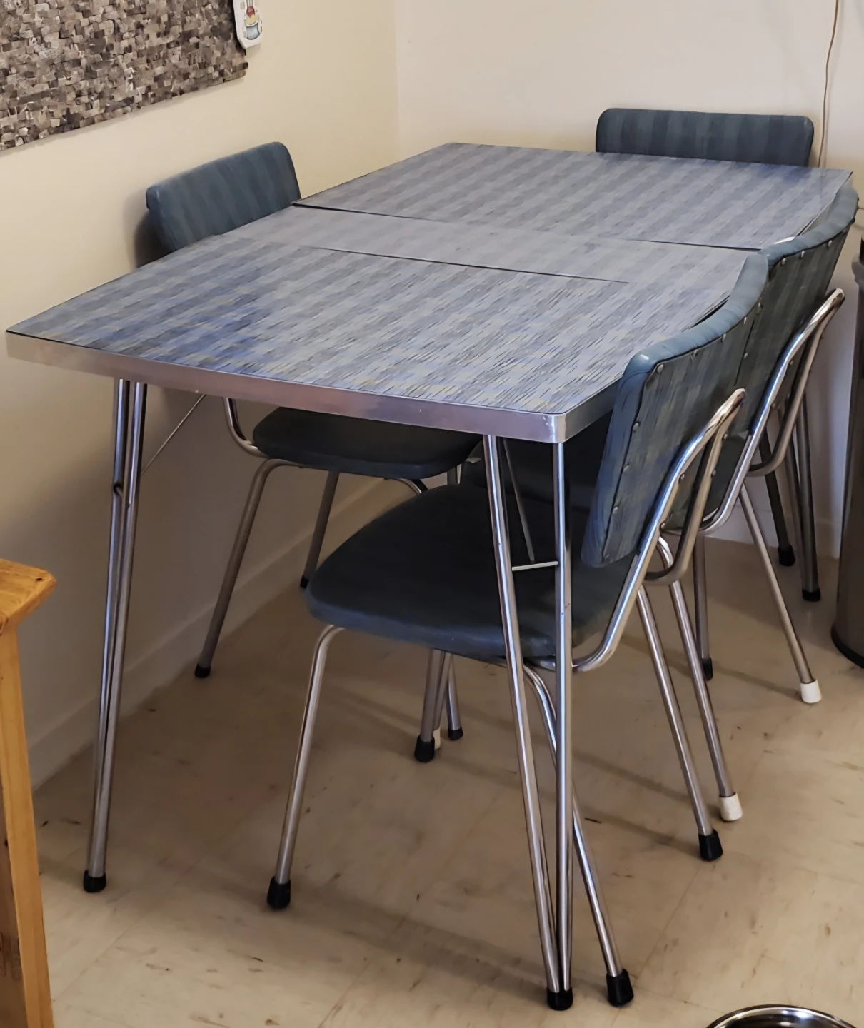 Vintage Chrome Dining Table and 4 Chairs